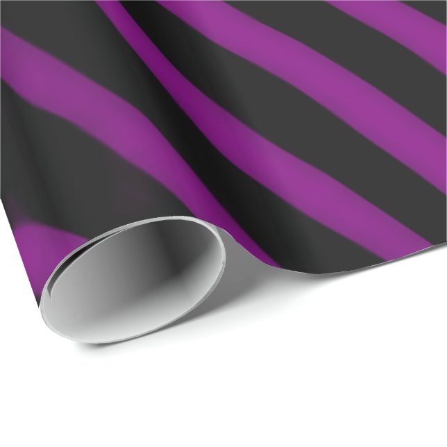 Papel De Presente Zebra Roxa stripes Todas as Ocasiões (Ponta do rolo)