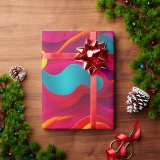 Papel De Presente Zebra Strides ondas Marinho rosa Padrão arco-íris