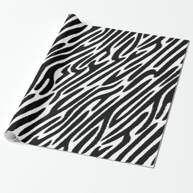 Papel De Presente Zebra Stripes Clássicas Preto E Branco (Desenrolado)