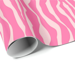 Papel De Presente Zebra stripes - Fuchsia e rosas claro