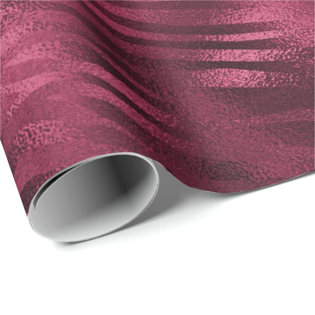 Papel De Presente Zebra Stripes Marsala Glitter Burgundy (Ponta do rolo)