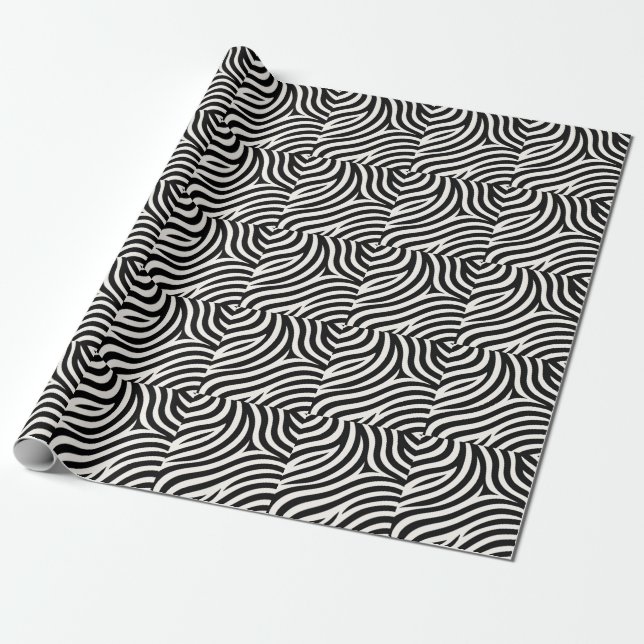 Papel De Presente Zebra Stripes Moderno Impressão (Desenrolado)