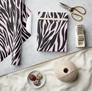 Papel De Presente Zebra Strips No Pink Do Pastel