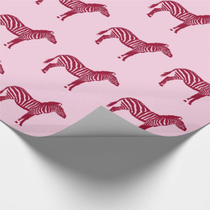Papel De Presente Zebras - Borgonha e Rosa