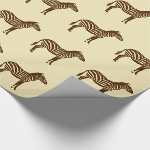 Papel De Presente Zebras - Castanho-Chocolate e Tan-Camelo