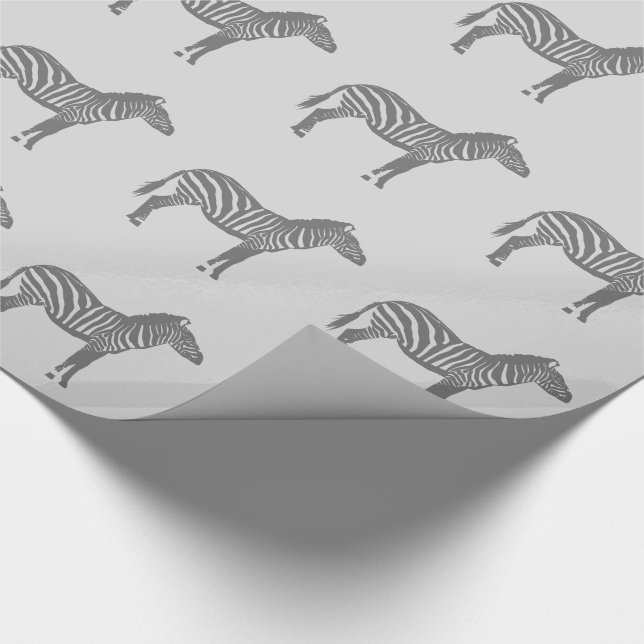 Papel De Presente Zebras - Cinzas / Cinzas (Ponta)