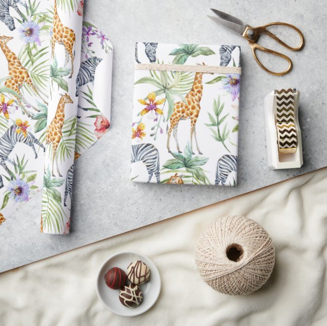 Papel De Presente Zebras E Girafas (Artesanato)