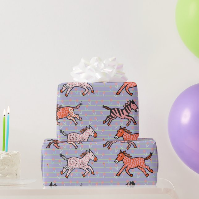 Papel De Presente zebras estilizadas, brancas e divertidas (Presentes para festas)