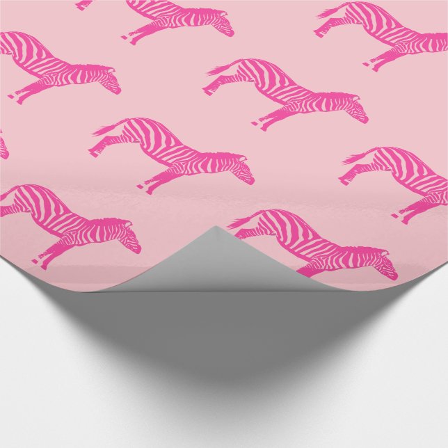 Papel De Presente Zebras - Fúchsia e rosas claro (Ponta)