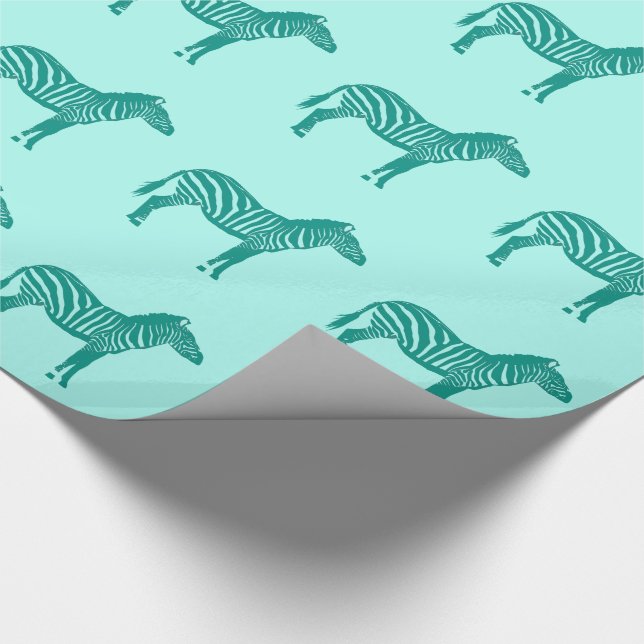 Papel De Presente Zebras - Turquesa e Aqua (Ponta)