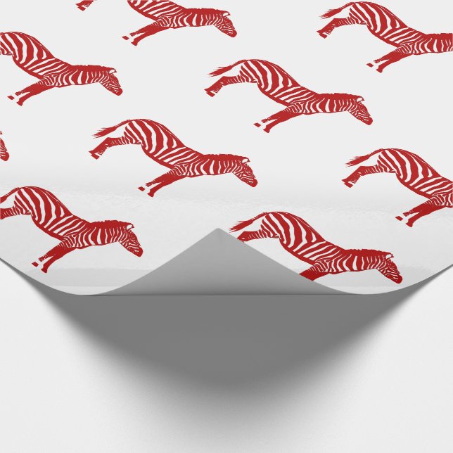 Papel De Presente Zebras - Vermelho profundo e branco (Ponta)