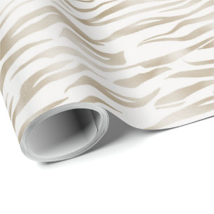 Papel De Presente Zen Cream White Ccoa Castanho Zebra
