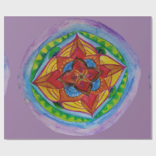 Papel De Presente Zen Mandala Matte Wrapping Paper, 30" x 6'