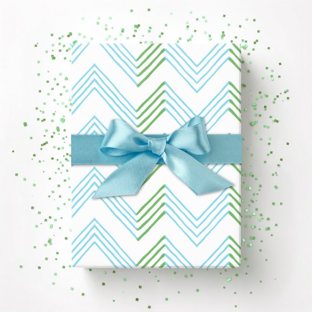 Papel De Presente Ziggy Chevron in Green and Aqua (Criador carregado)