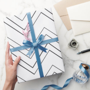 Papel De Presente Zigzag Minimalista Dobra Wrap Preto e Design branc