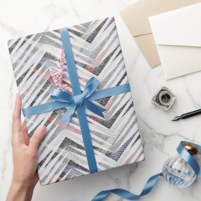 Papel De Presente Zigzag texturizado por cinza (Presentear)