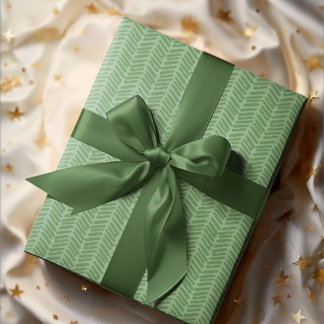Papel De Presente Zigzag verde verde-riscado com faixa escura-chic (Criador carregado)