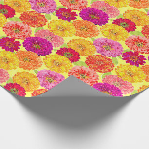 Papel De Presente Zinnia Amarelo, Rosa, Laranja Botânico