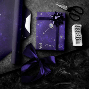 Papel De Presente Zodiac Cancer Roxo Astrologia Cósmica Horoscópio