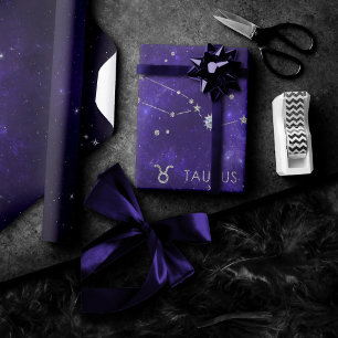 Papel De Presente Zodiac Purple Taurus Astrologia Cósmica Horoscóp