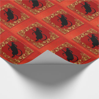 Papel De Presente Zodífero chinês Rato negro Vermelho e Dourado