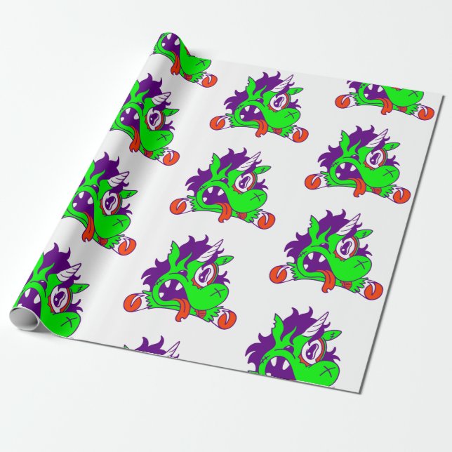 Papel De Presente zombie animal unicorn halloween assustadora (Desenrolado)