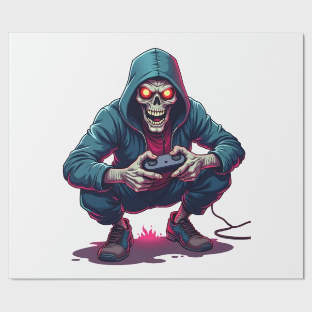 Papel De Presente Zombie Gamer � Funny Halloween Gaming Shirt (Aberto)