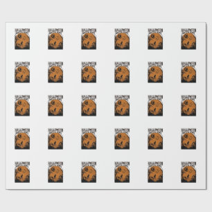 Papel De Presente Zona de Bruxa de Halloween Cemitério de Gato Preto