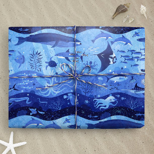Papel De Presente Zonas de Profundidade do Oceano - Animais Submarin
