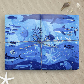 Papel De Presente Zonas de Profundidade Oceânica - Animais Submarino