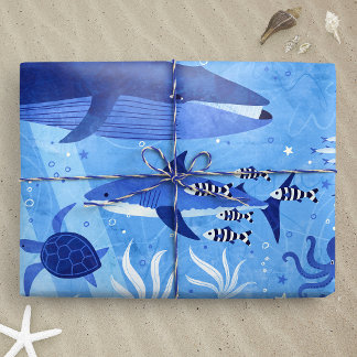 Papel De Presente Zonas de Profundidade Oceânica - Animais Submarino