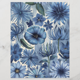 Papel de rascunho de flores florais azuis