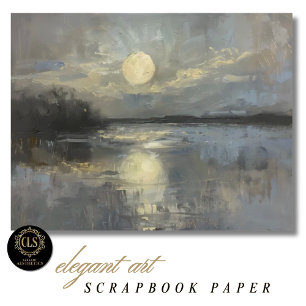 Papel de Rascunho de Paisagem em Aquarela ao Luar