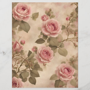 Papel de rascunho para rosas de vinheta cor-de-ros