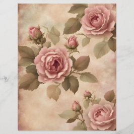 Papel de rascunho para rosas de vinheta cor-de-ros