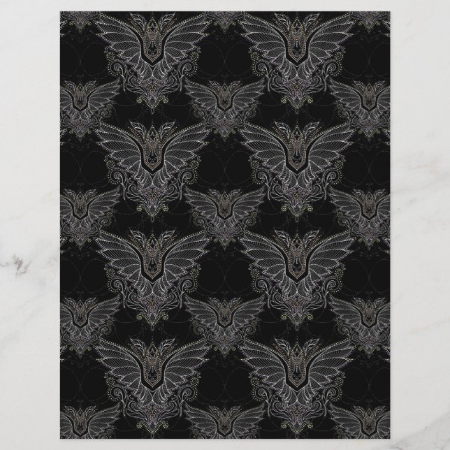 papel de raspadeira de Halloween damask de morcego (Frente)