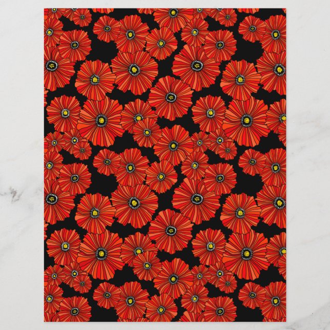 Papel de raspadeira floral de papoila vermelha 8,5 (Frente)