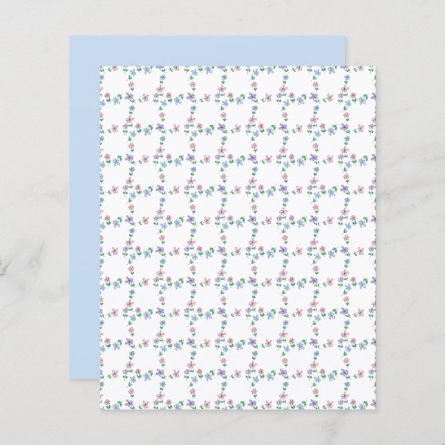 Papel de raspagem da grelha de flores cor-de-rosa- (Frente/Verso)