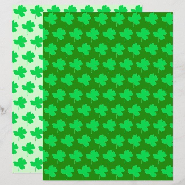 Papel de raspagem de padrão de shamrock verde vivo (Frente/Verso)