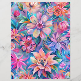 Papel de rasparia para flores rosadas e roxas