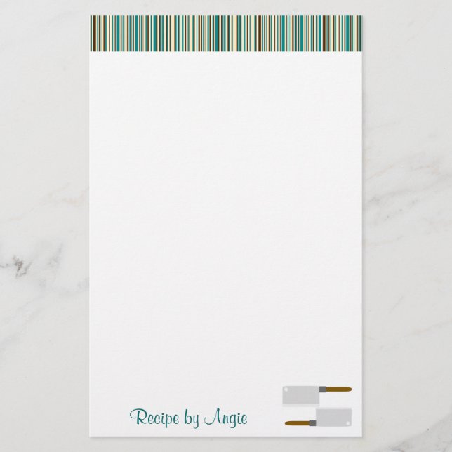 Papel de receita aquática em stripes de cozinha (Frente)