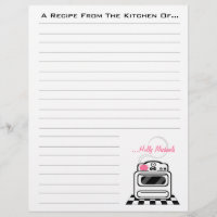 Papel de receita da cozinha rosa com rolha retrora