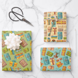 Papel de regalo con estampado de regalitos