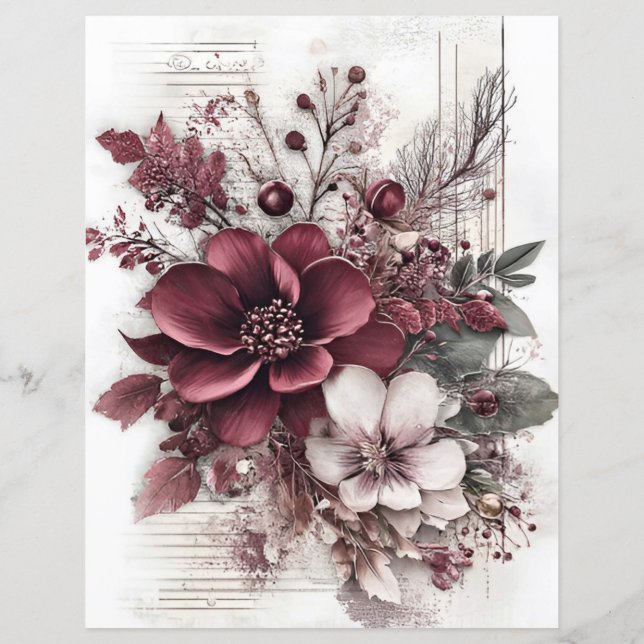 Papel de reserva de sucata para rosas de maroon (Verso)
