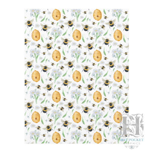 Papel de Scrapbook Abelhas Mel Floral