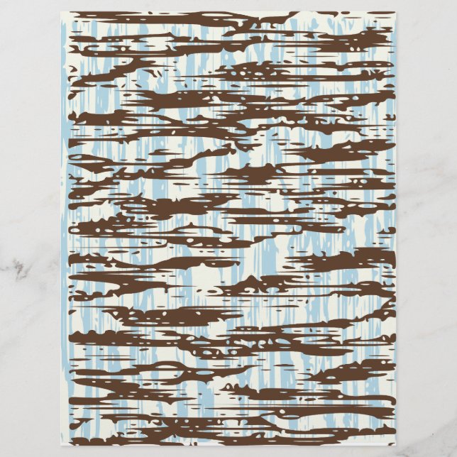 Papel de Scrapbook Abstrato Azul e Marrom (Frente)