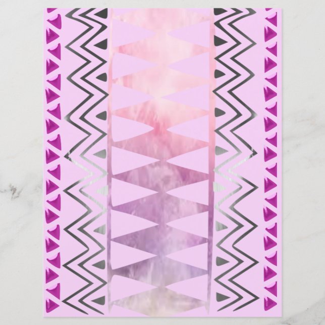 Papel de Scrapbook Abstrato Roxo e Rosa (Frente)