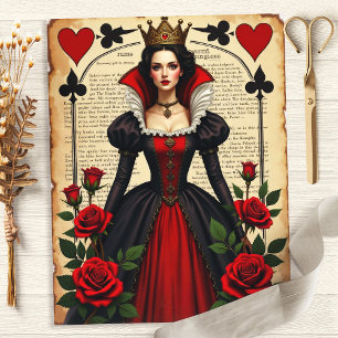 Papel de Scrapbook Alice Rainha de Copas Rosas Ver