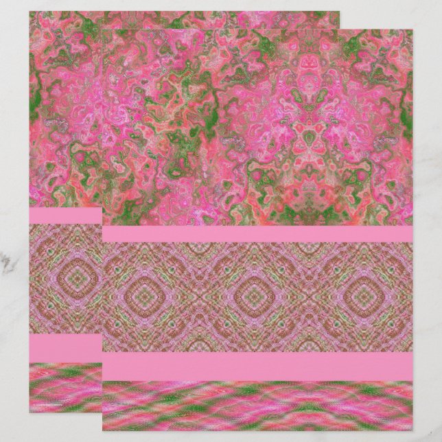 Papel de Scrapbook Amostragem Rosa 2 Lados Página (Frente/Verso)