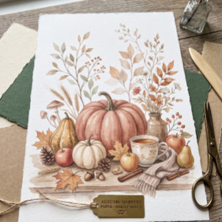 Papel de Scrapbook Aquarela de Outono